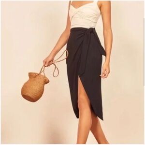 Reformation Aruba wrap skirt in black